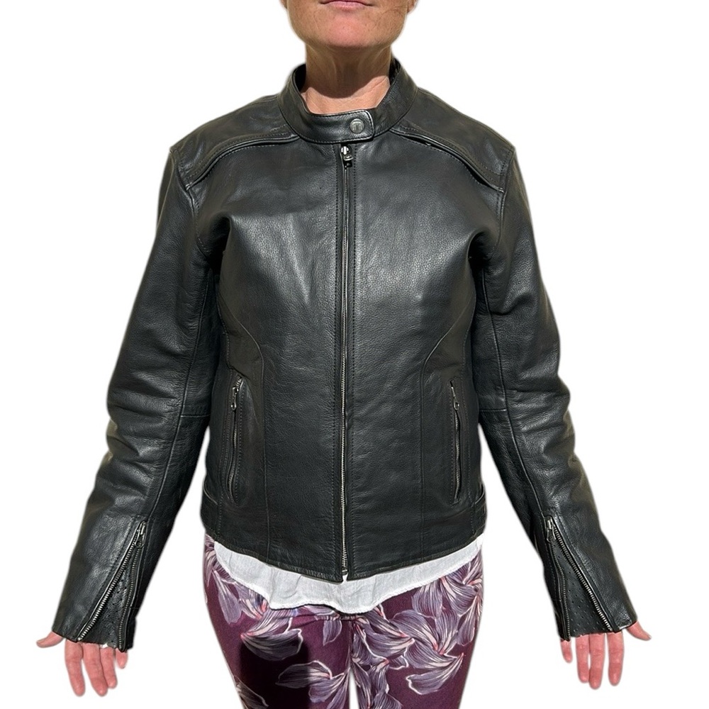 Women’s Vintage River Road Savannah Cool Leather Jacket Black Bikercore S